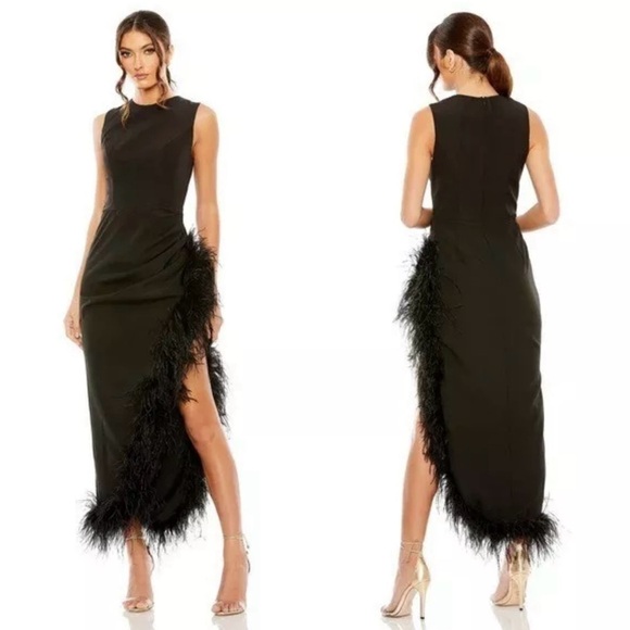 Mac Duggal Feather Wrap Dress Size 4 (Small) NWT - Picture 1 of 16